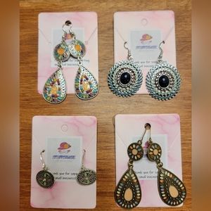 4 Pairs Boho Style Vintage Eardrop Earrings